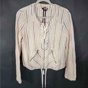 Free People Cream striped full zip BAJA Medium